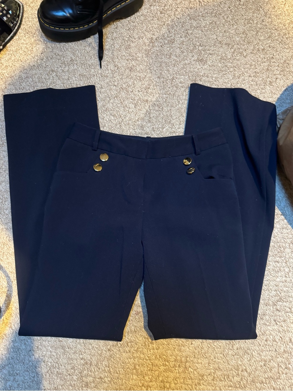 The Limited Navy Dress Trousers with Gold Buttons